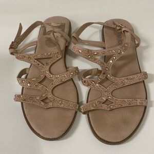 Me too women sandals embellishments details 8W faux suede vacation beach casual